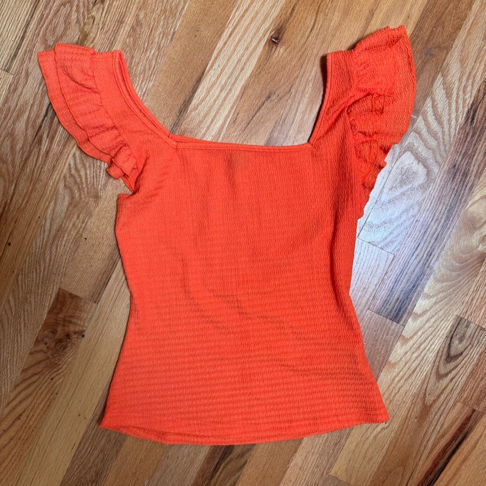 SHEIN Womens Orange Textured Knit Tube Top Strapless Crop Top Size XS 2